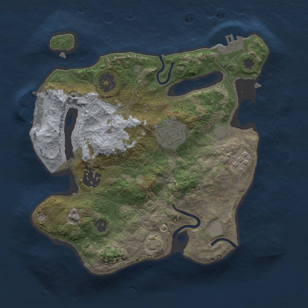 Rust Map: Procedural Map, Size: 2500, Seed: 65775853, 9 Monuments