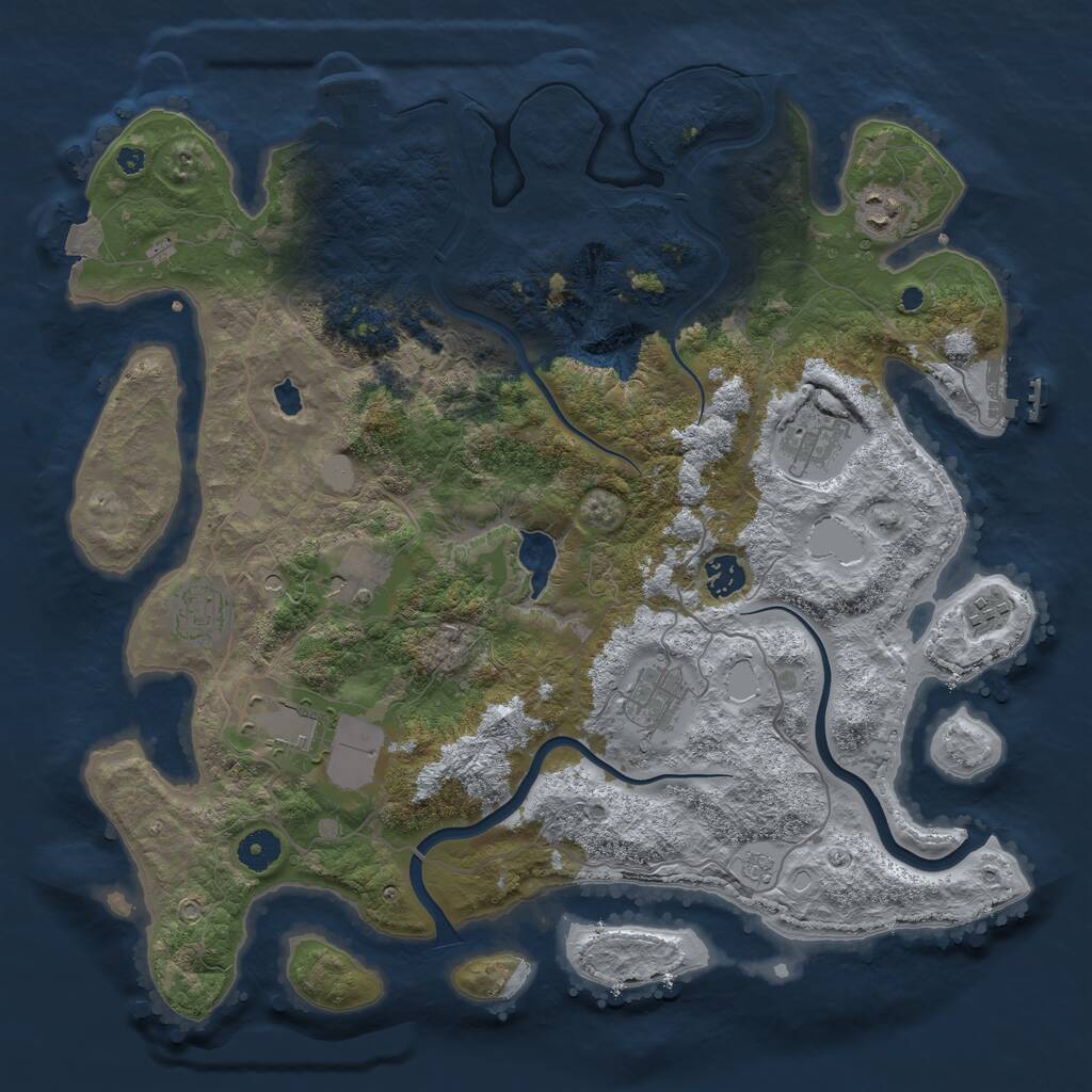 Rust Map: Procedural Map, Size: 4000, Seed: 8675409, 14 Monuments