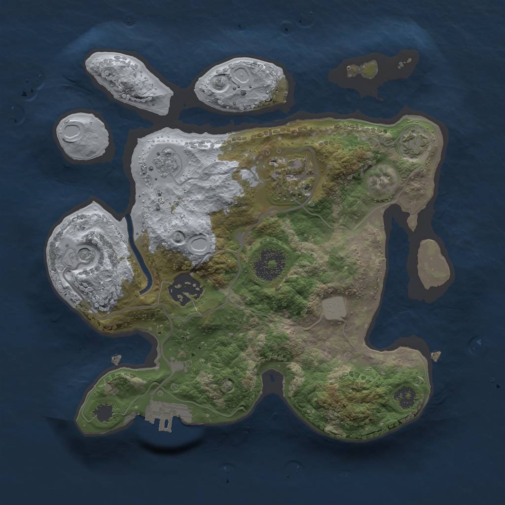 Rust Map: Procedural Map, Size: 2400, Seed: 345944843, 9 Monuments