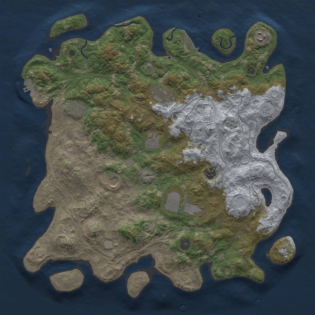 Rust Map: Procedural Map, Size: 4250, Seed: 22888, 16 Monuments