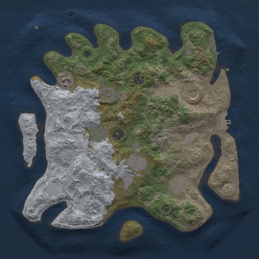 Rust Map: Procedural Map, Size: 3500, Seed: 32067641, 16 Monuments