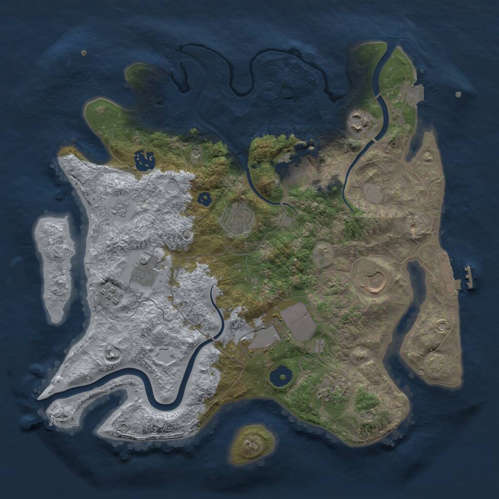 Rust Map: Procedural Map, Size: 3500, Seed: 32067641, 14 Monuments