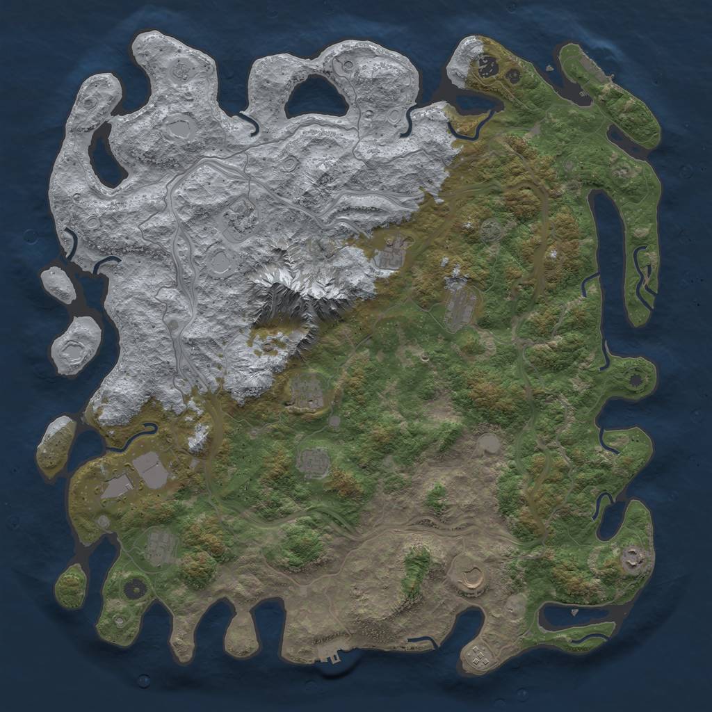 Rust Map: Procedural Map, Size: 5000, Seed: 388301671, 19 Monuments