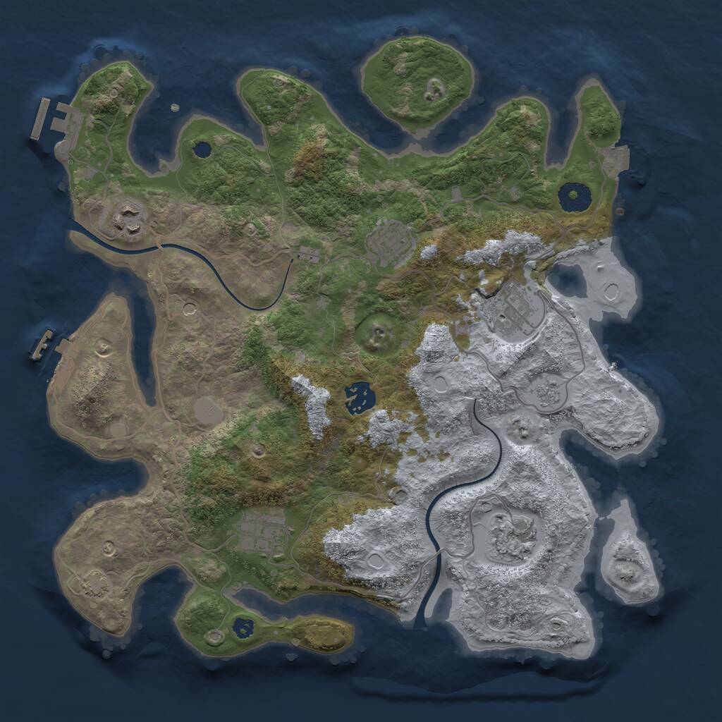 Rust Map: Procedural Map, Size: 3400, Seed: 24783890, 12 Monuments