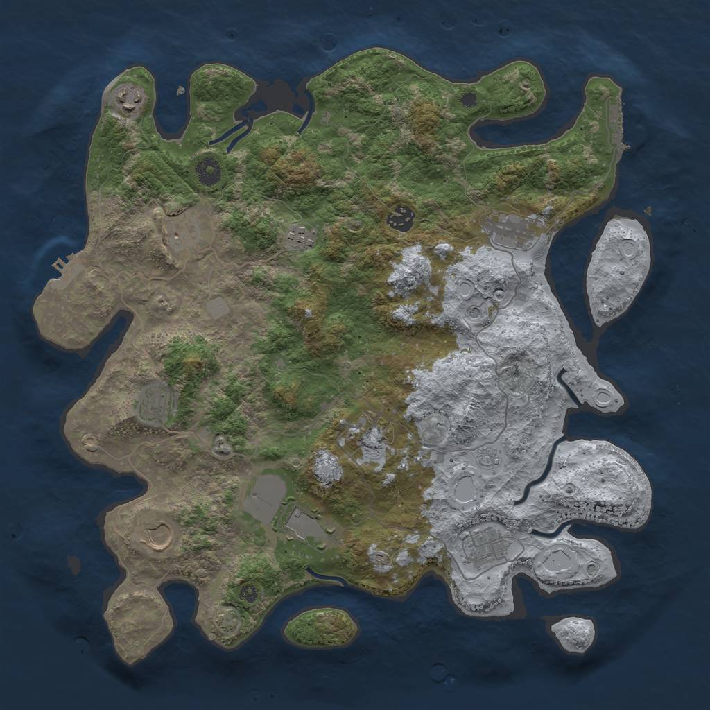 Rust Map: Procedural Map, Size: 3950, Seed: 59577608, 18 Monuments