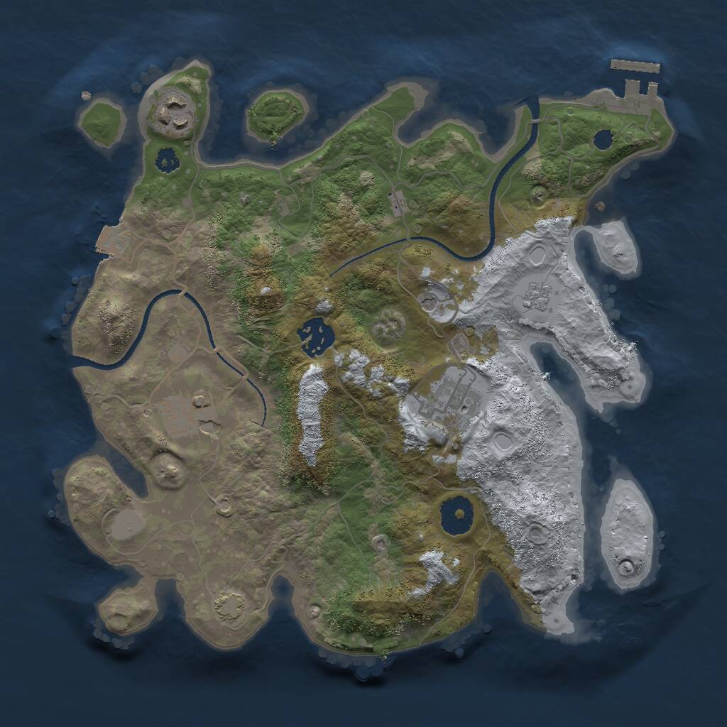 Rust Map: Procedural Map, Size: 3000, Seed: 595701911, 9 Monuments