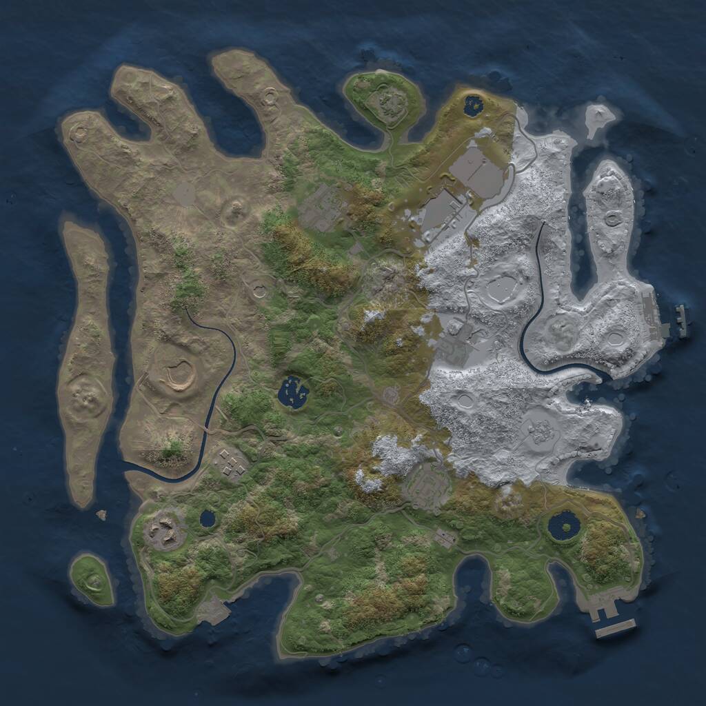 Rust Map: Procedural Map, Size: 3500, Seed: 316289948, 14 Monuments