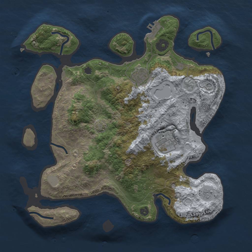 Rust Map: Procedural Map, Size: 3000, Seed: 1531707878, 9 Monuments