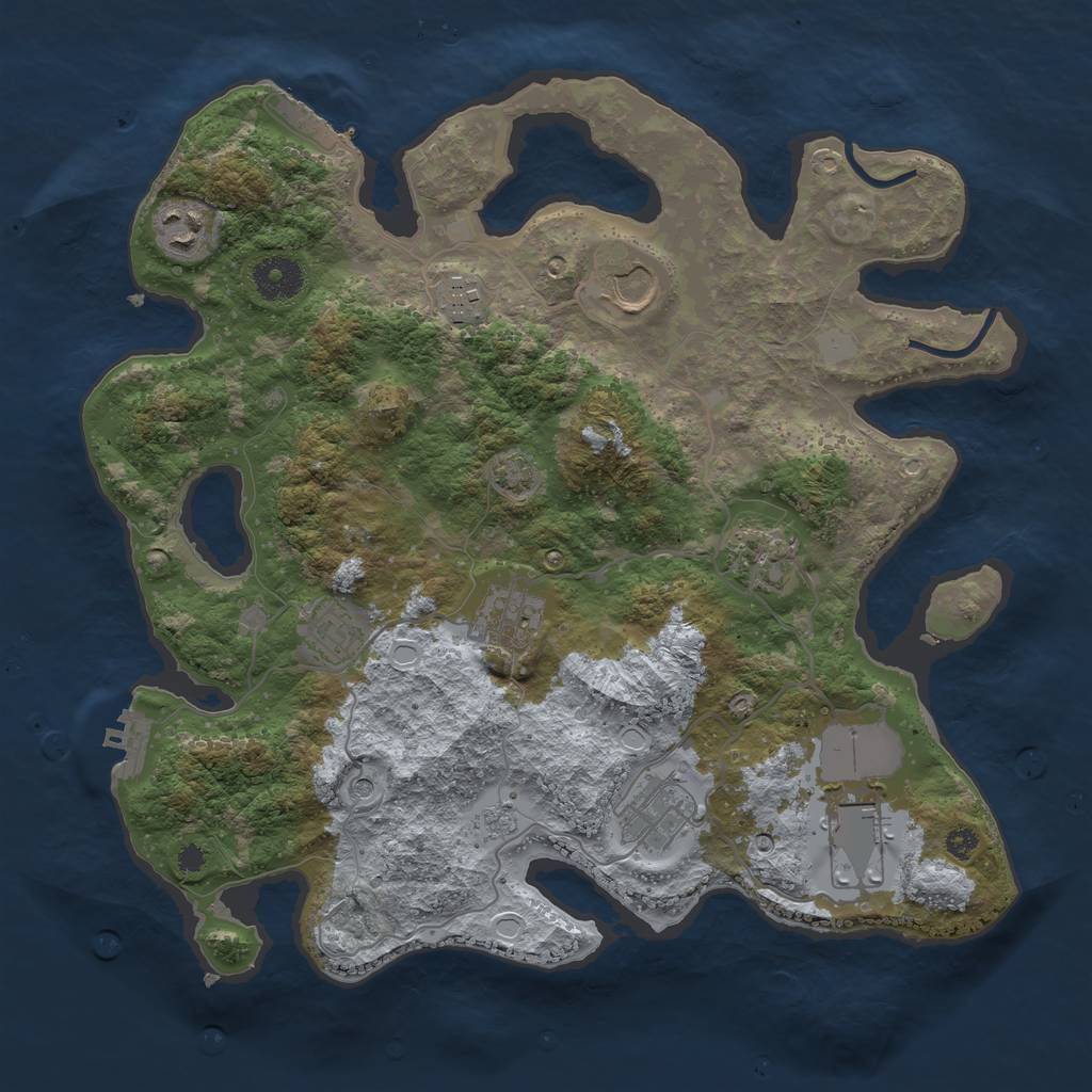 Rust Map: Procedural Map, Size: 3500, Seed: 599191985, 16 Monuments