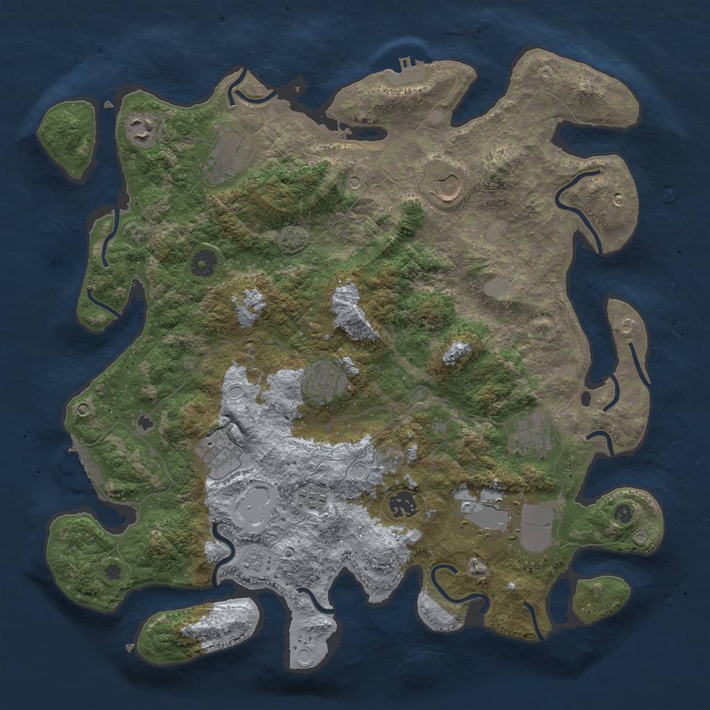 Rust Map: Procedural Map, Size: 3950, Seed: 2135191070, 17 Monuments