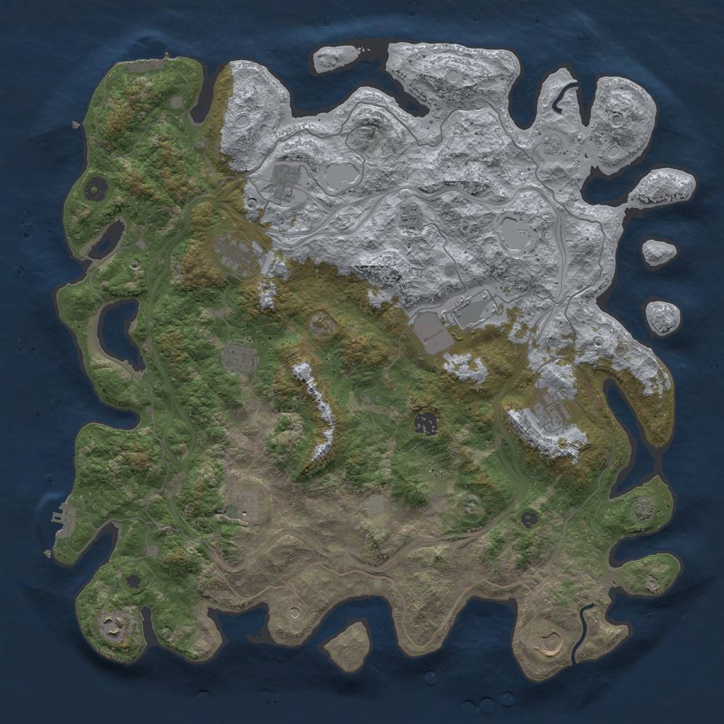 Rust Map: Procedural Map, Size: 4500, Seed: 1723845250, 18 Monuments