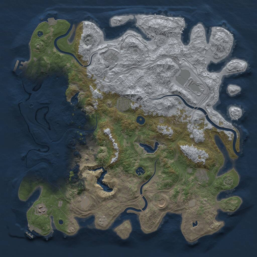 Rust Map: Procedural Map, Size: 4500, Seed: 1723845250, 16 Monuments