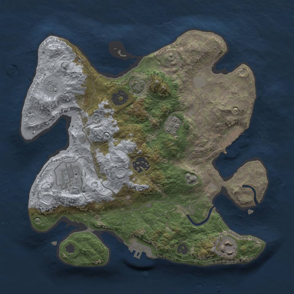 Rust Map: Procedural Map, Size: 2750, Seed: 1279277115, 12 Monuments
