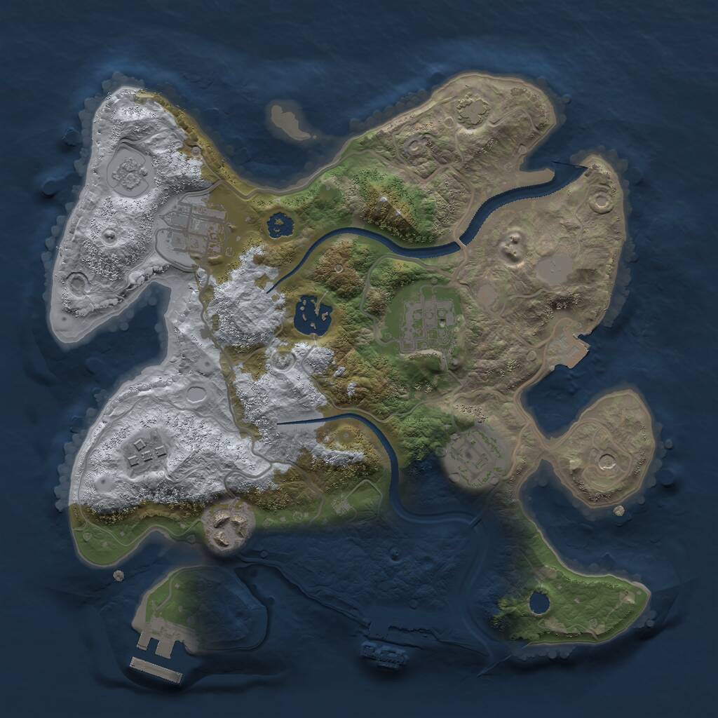 Rust Map: Procedural Map, Size: 2750, Seed: 1279277115, 12 Monuments