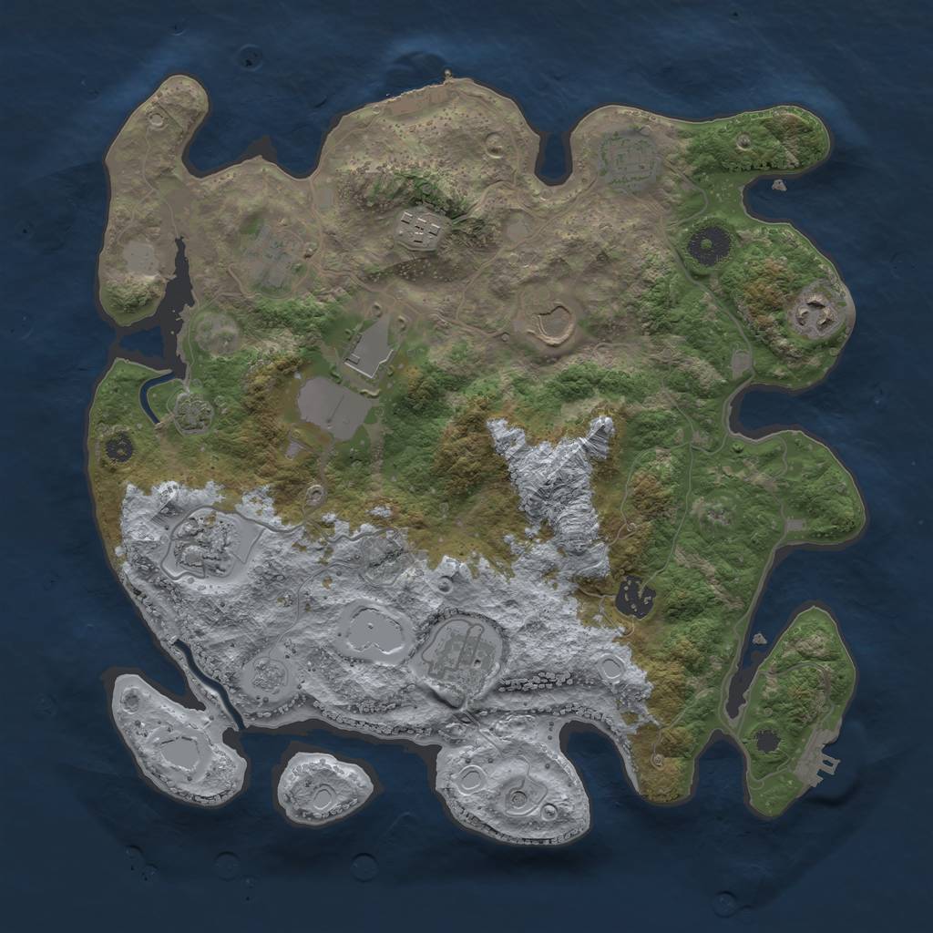 Rust Map: Procedural Map, Size: 3500, Seed: 23333, 17 Monuments