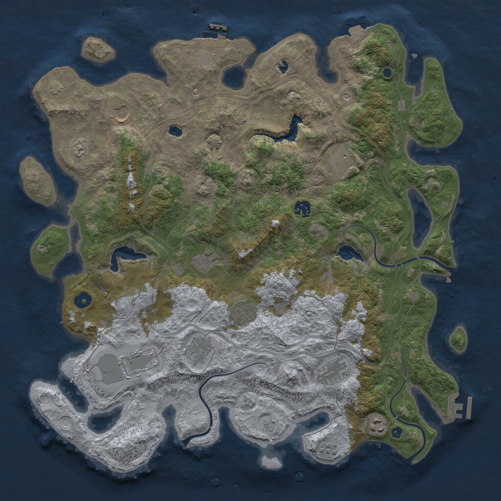 Rust Map: Procedural Map, Size: 4500, Seed: 845889721, 16 Monuments