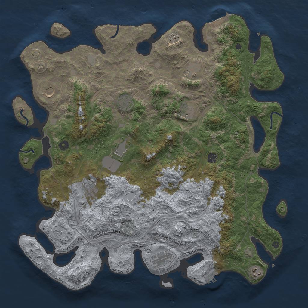 Rust Map: Procedural Map, Size: 4500, Seed: 845889721, 18 Monuments
