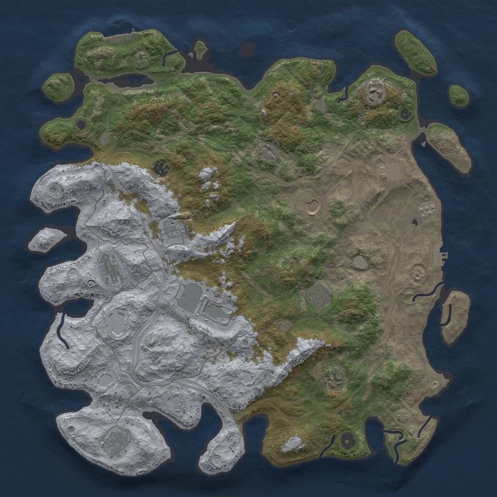Rust Map: Procedural Map, Size: 4750, Seed: 45045, 19 Monuments