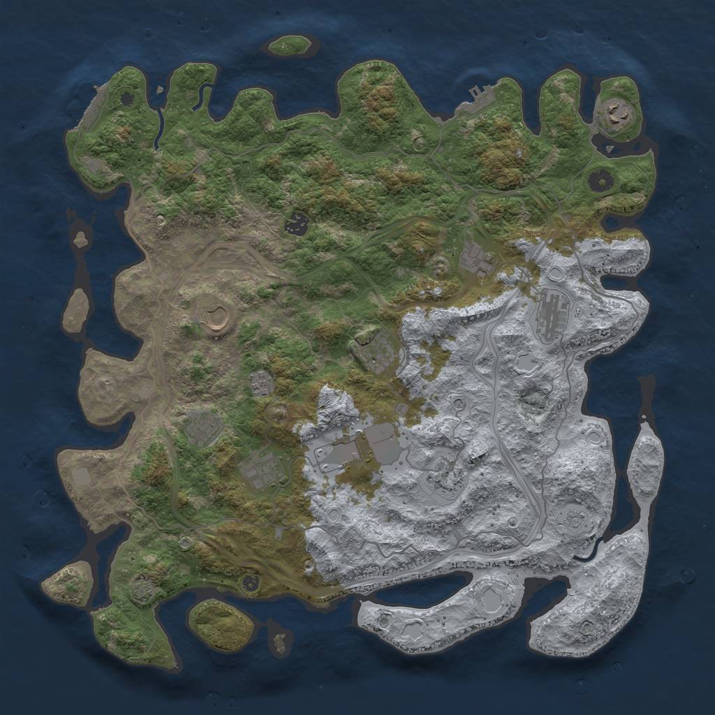 Rust Map: Procedural Map, Size: 4500, Seed: 1179453056, 19 Monuments