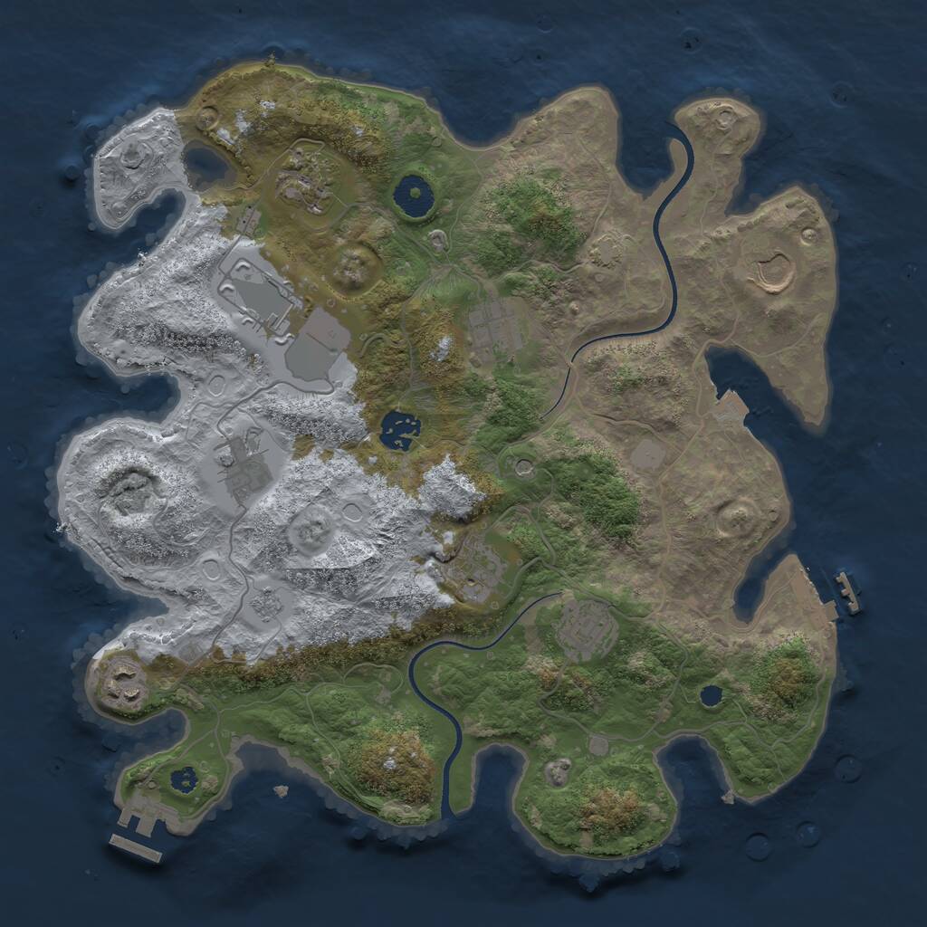 Rust Map: Procedural Map, Size: 3500, Seed: 25715, 15 Monuments