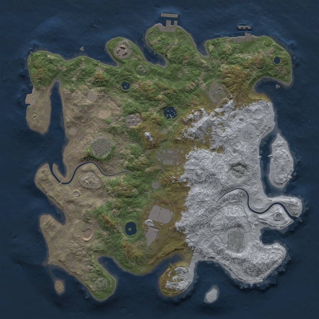 Rust Map: Procedural Map, Size: 3800, Seed: 1948646229, 15 Monuments