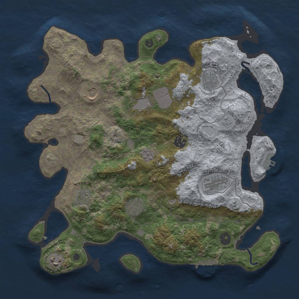 Rust Map: Procedural Map, Size: 3700, Seed: 808251889, 17 Monuments