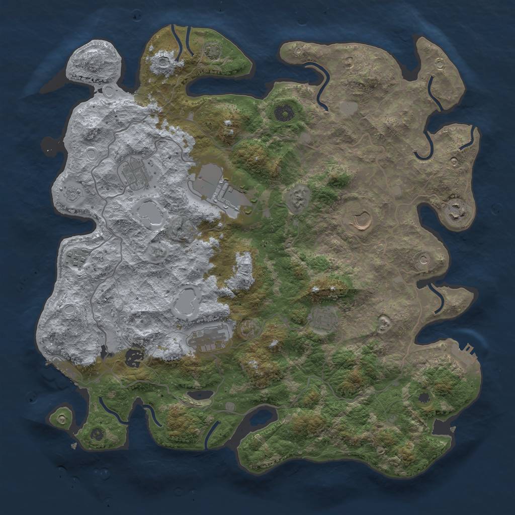 Rust Map: Procedural Map, Size: 4100, Seed: 51933593, 16 Monuments