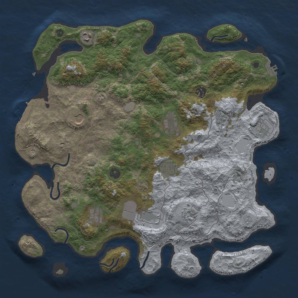 Rust Map: Procedural Map, Size: 4100, Seed: 48203890, 18 Monuments