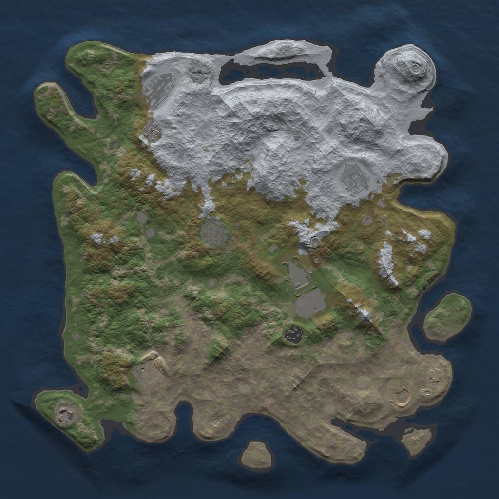 Rust Map: Barren, Size: 4250, Seed: 1041024052, 13 Monuments