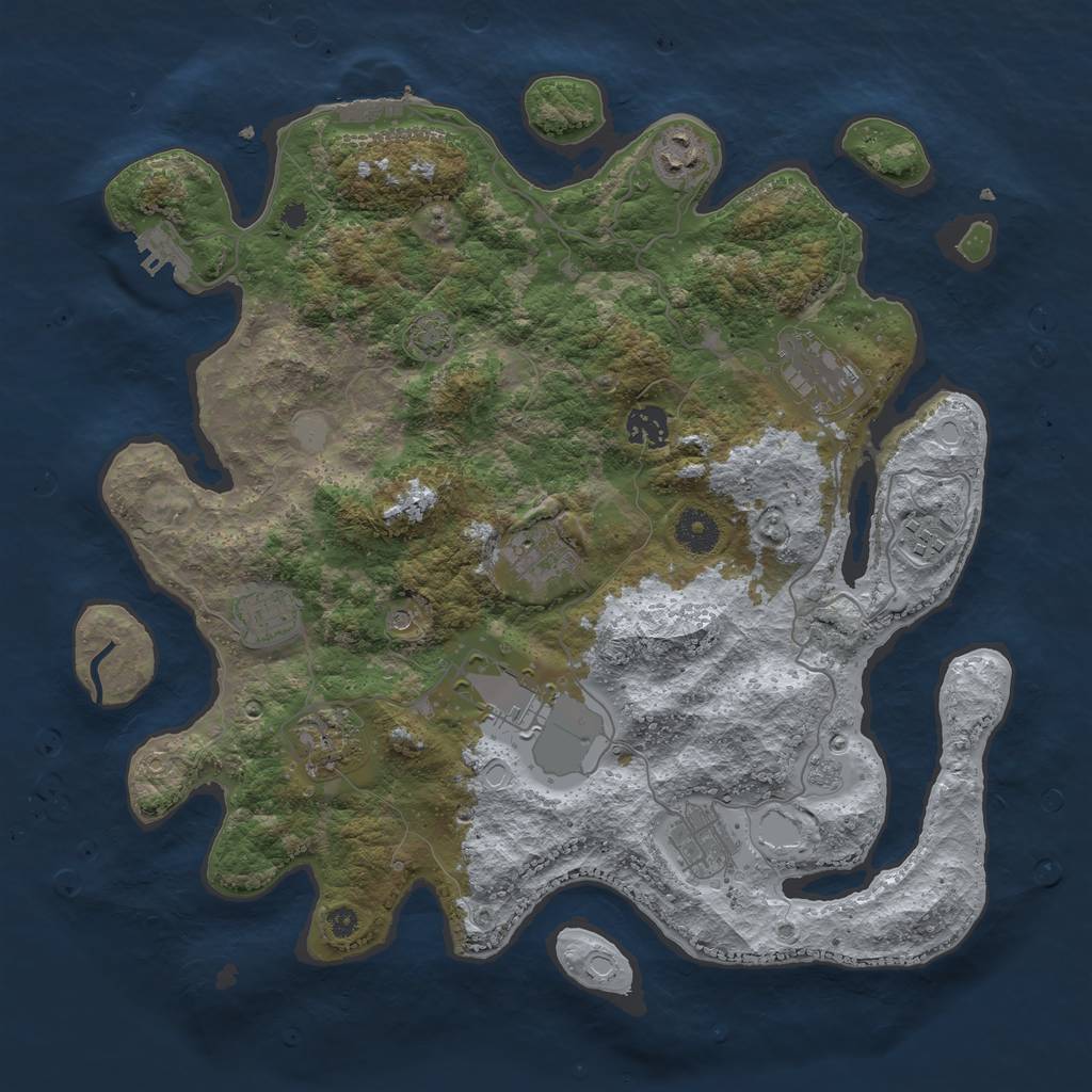 Rust Map: Procedural Map, Size: 3750, Seed: 35266605, 17 Monuments