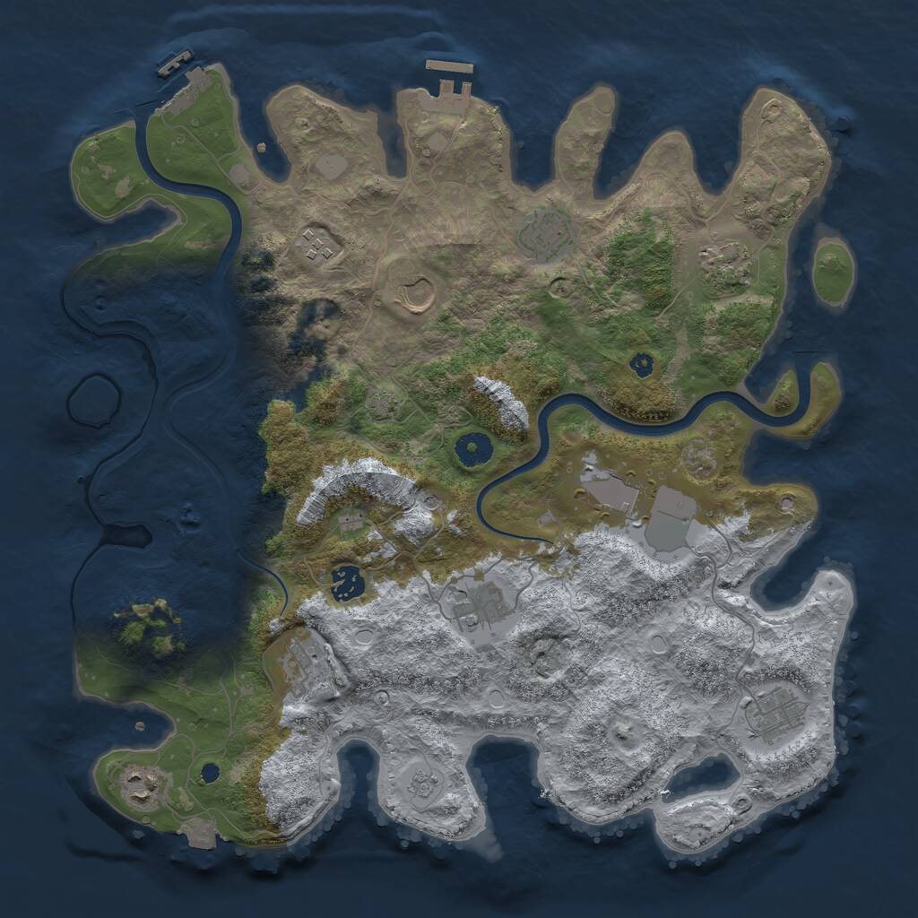 Rust Map: Procedural Map, Size: 3900, Seed: 12177722, 16 Monuments
