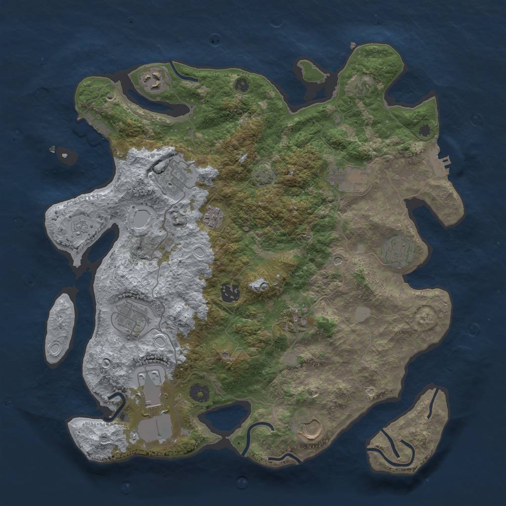 Rust Map: Procedural Map, Size: 3800, Seed: 55664373, 18 Monuments