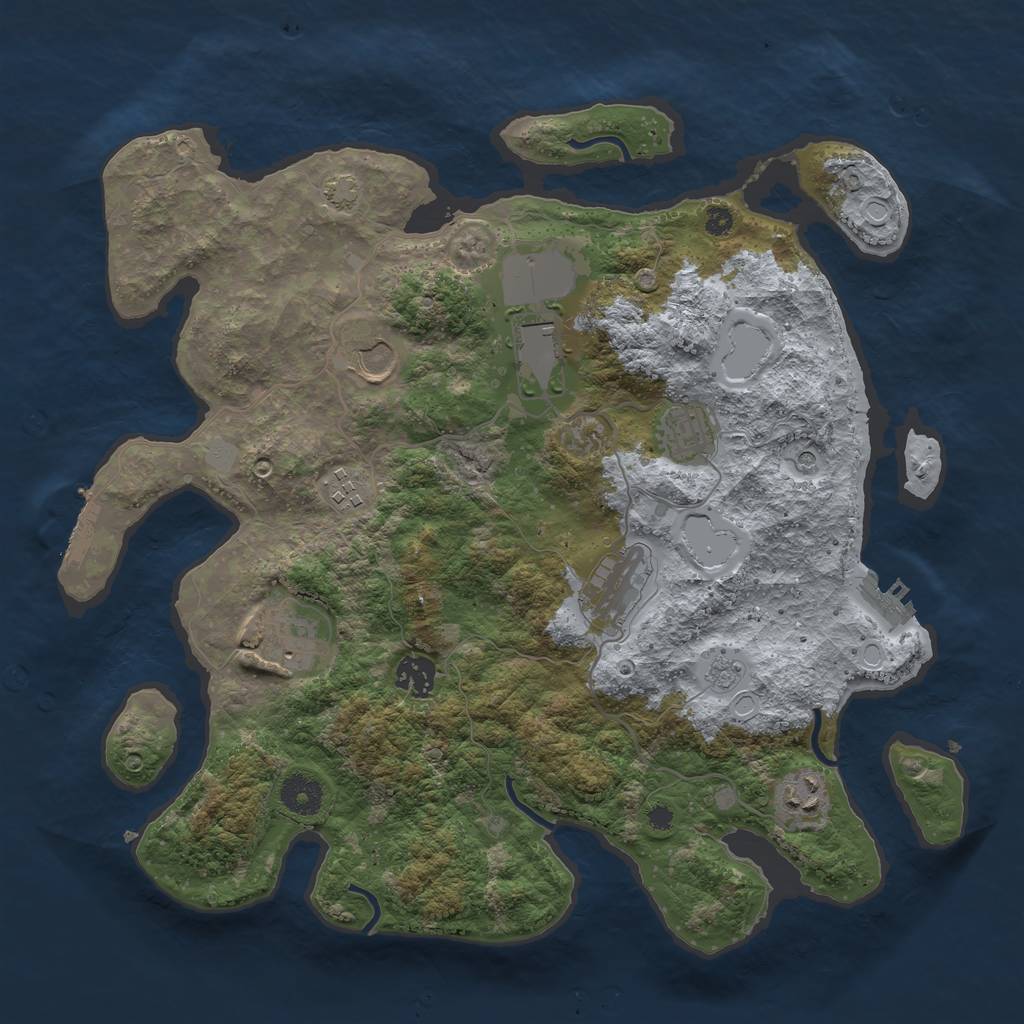 Rust Map: Procedural Map, Size: 3700, Seed: 10440877, 16 Monuments
