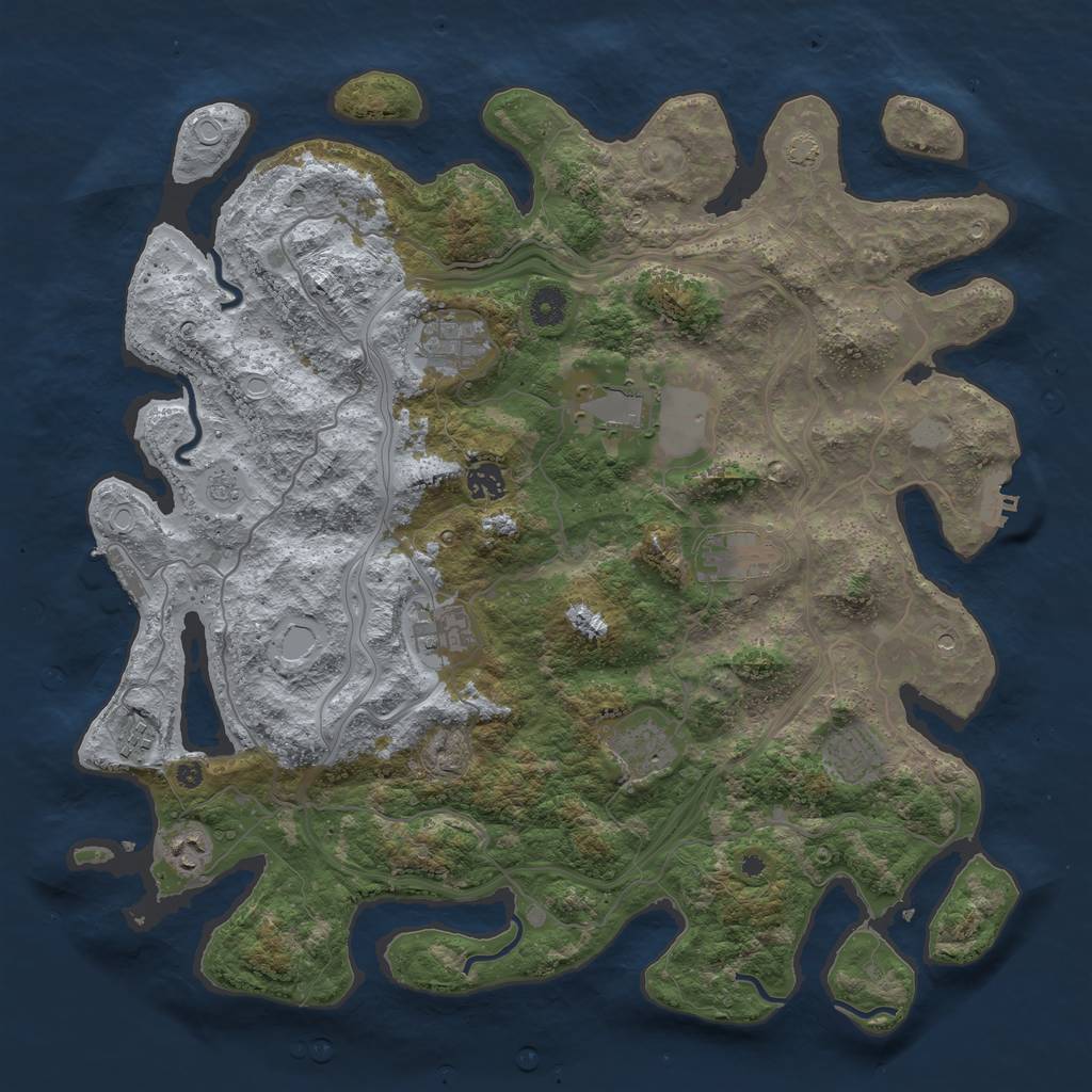 Rust Map: Procedural Map, Size: 4250, Seed: 508674611, 17 Monuments