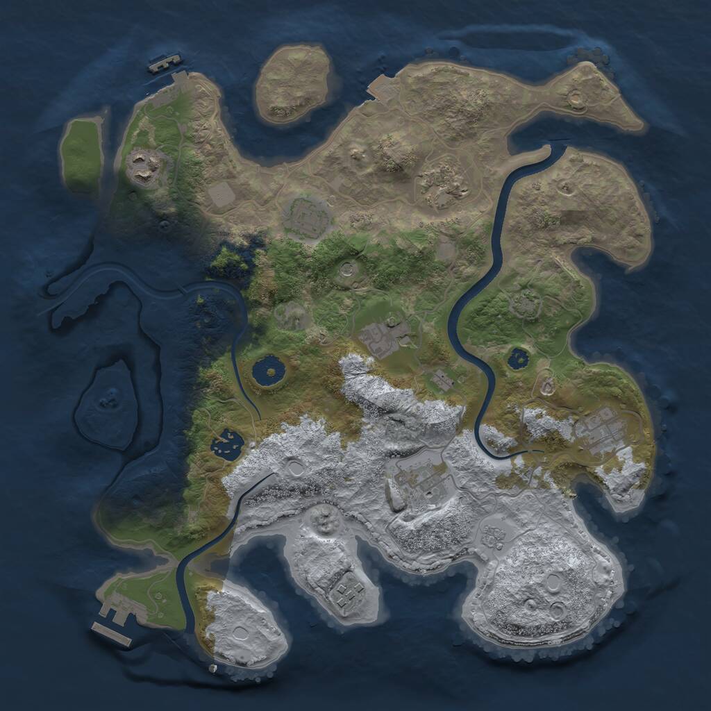 Rust Map: Procedural Map, Size: 3450, Seed: 86630243, 14 Monuments