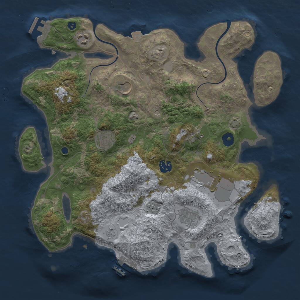 Rust Map: Procedural Map, Size: 3500, Seed: 3979538, 14 Monuments