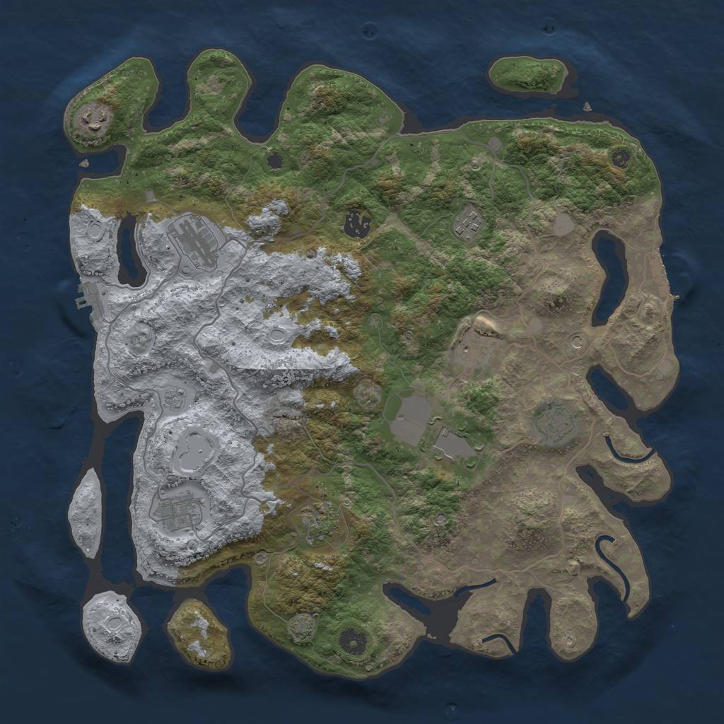 Rust Map: Procedural Map, Size: 4000, Seed: 1173125171, 17 Monuments