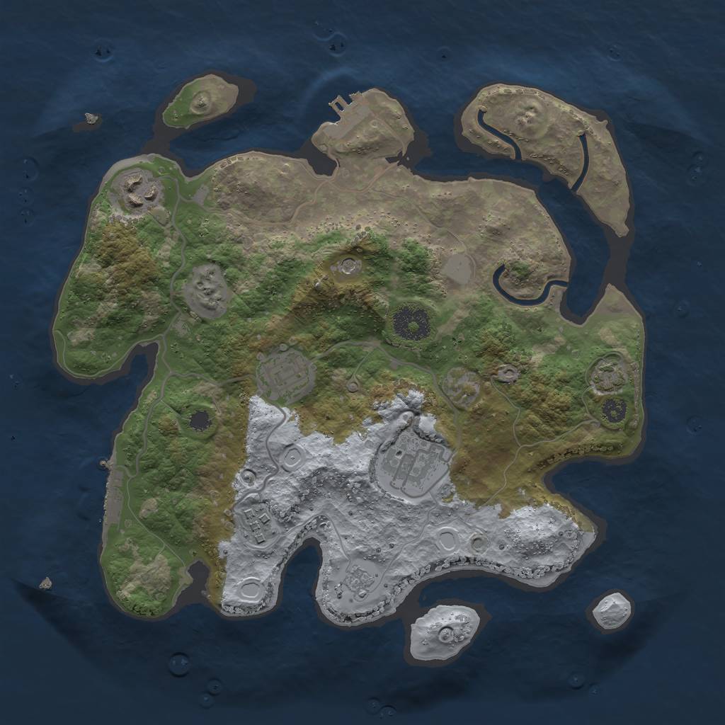 Rust Map: Procedural Map, Size: 3000, Seed: 216499, 12 Monuments