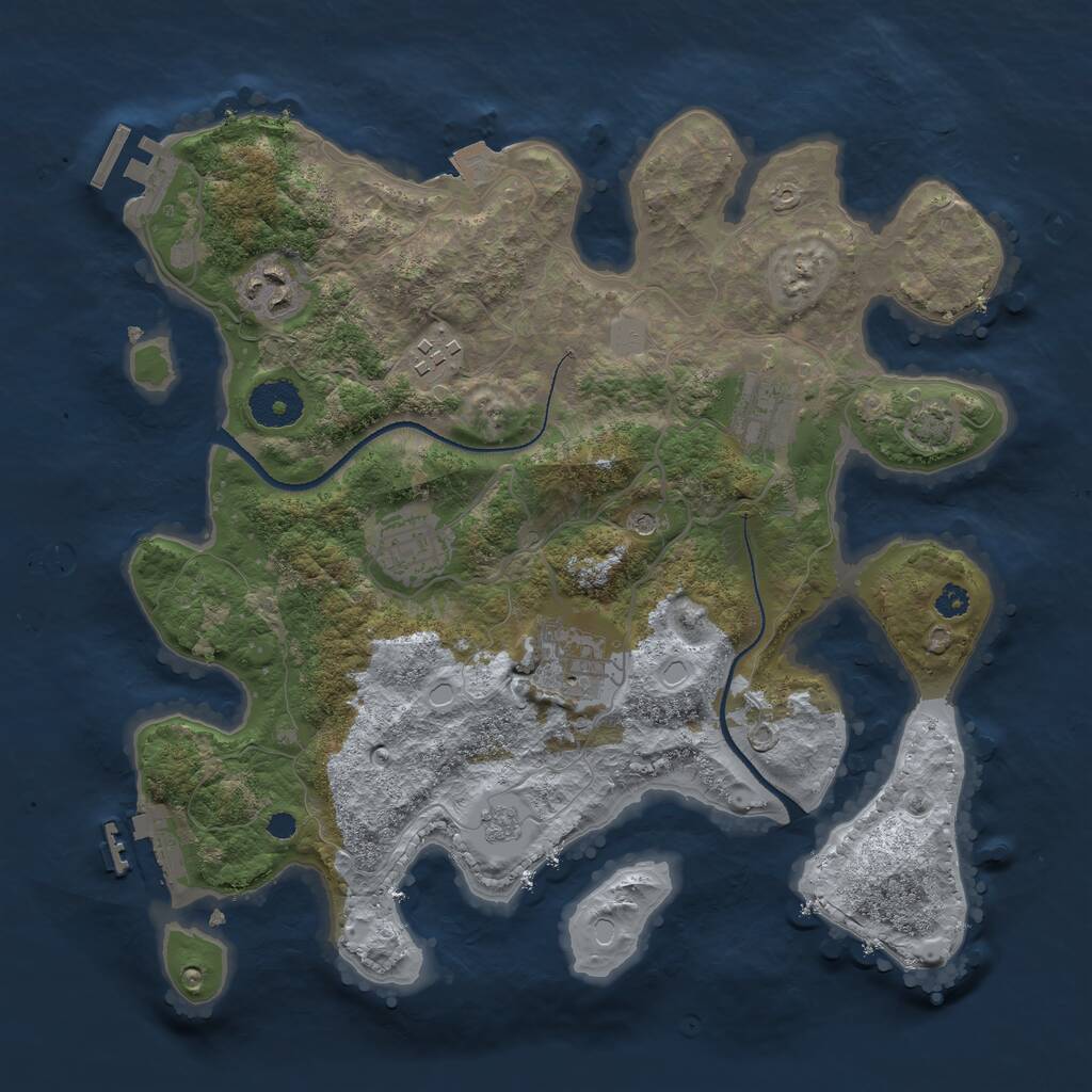 Rust Map: Procedural Map, Size: 3250, Seed: 1929362592, 11 Monuments