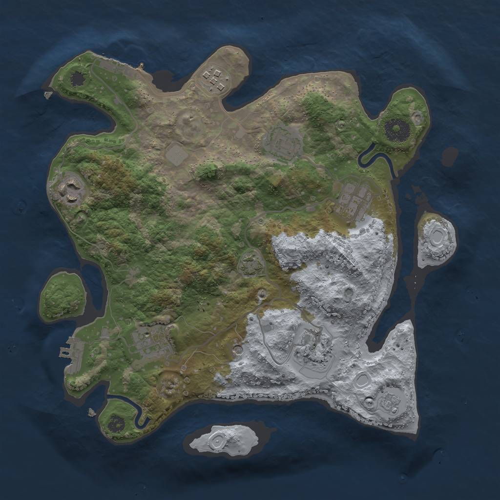 Rust Map: Procedural Map, Size: 3000, Seed: 44238899, 14 Monuments