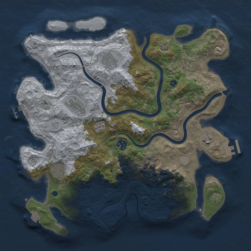 Rust Map: Procedural Map, Size: 3700, Seed: 1784881191, 14 Monuments