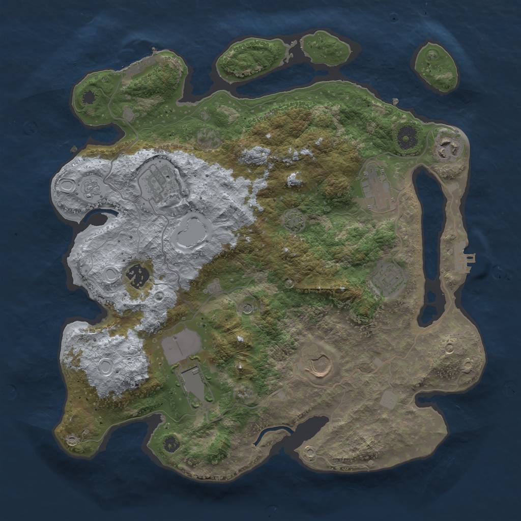 Rust Map: Procedural Map, Size: 3500, Seed: 136121595, 15 Monuments