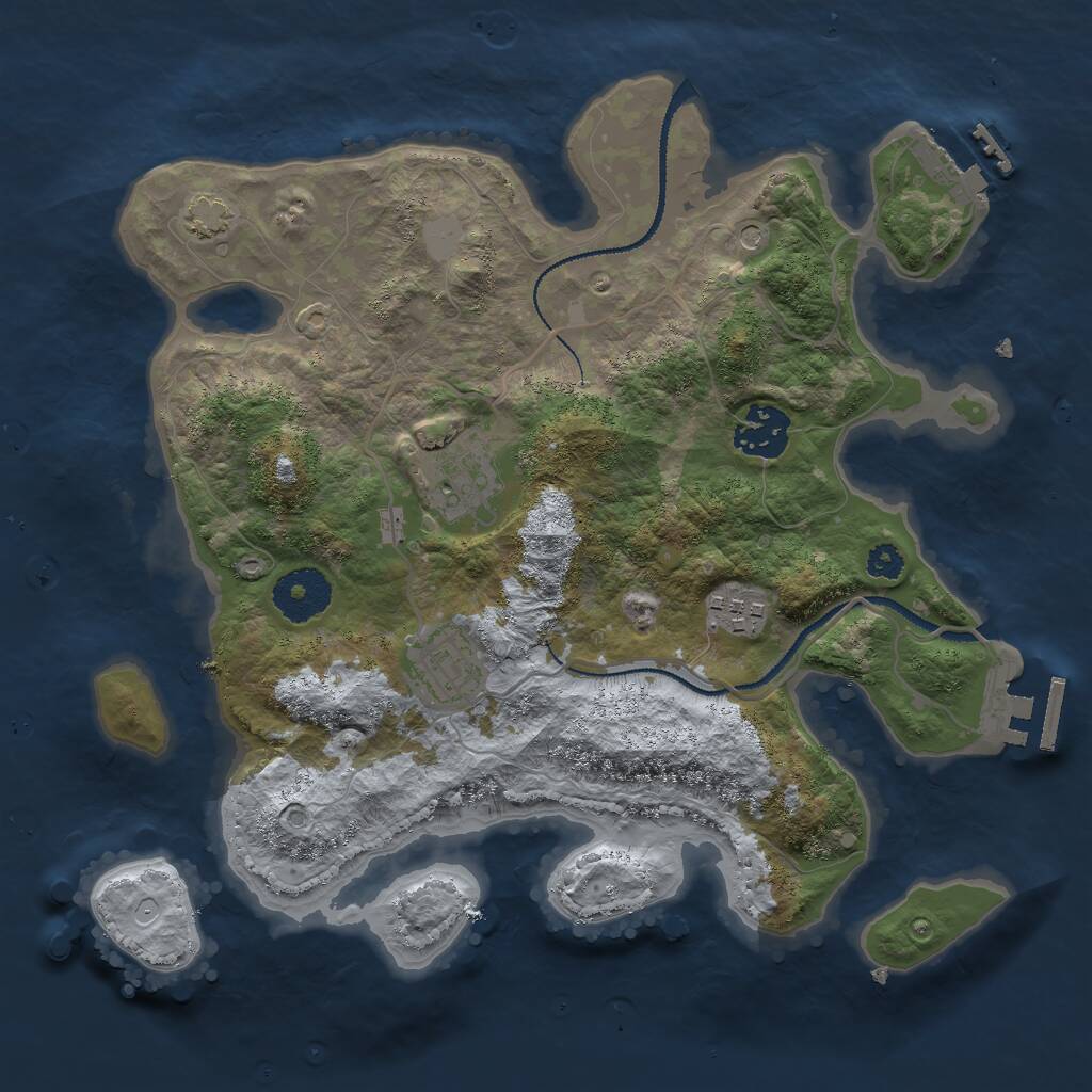 Rust Map: Procedural Map, Size: 3000, Seed: 27523, 9 Monuments