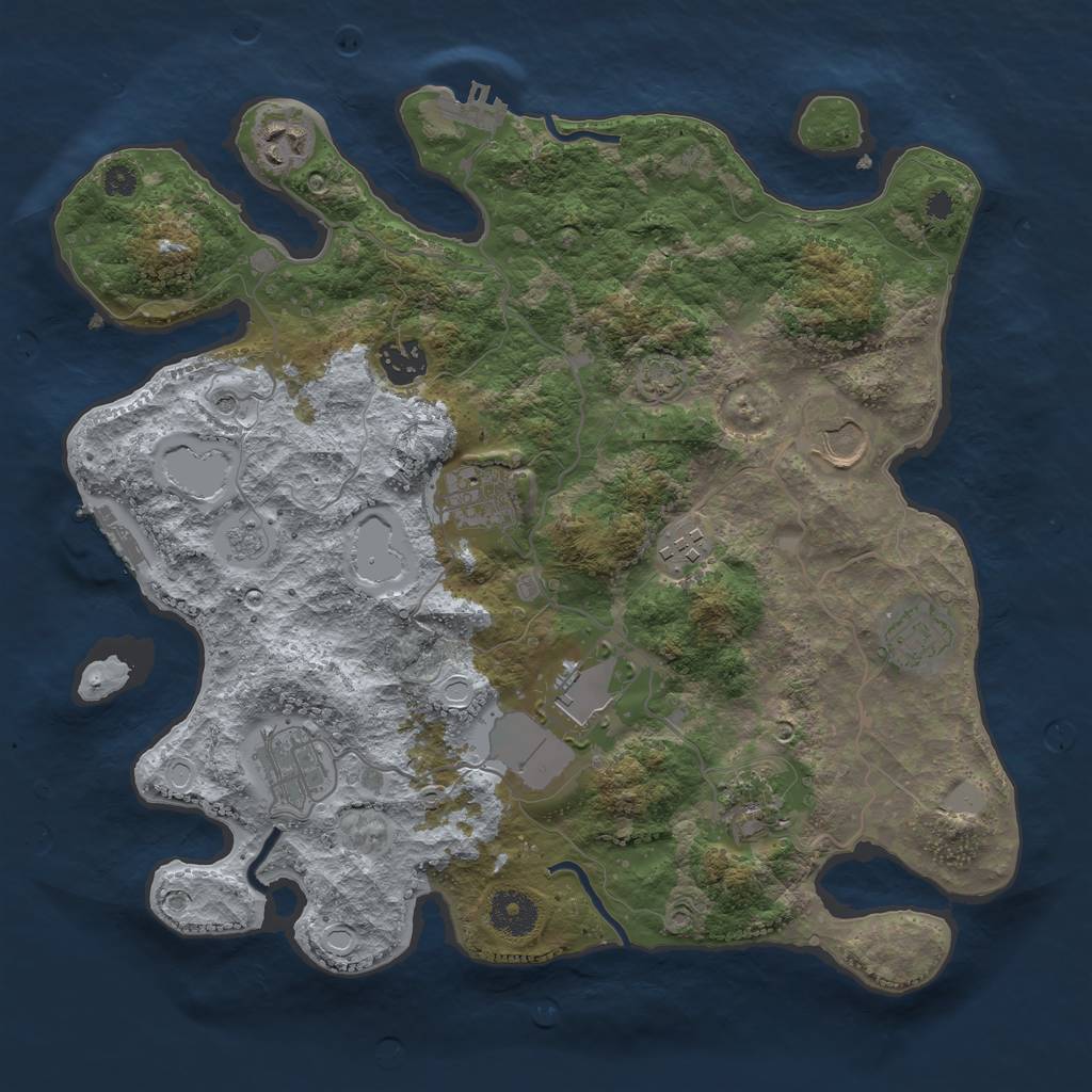 Rust Map: Procedural Map, Size: 3500, Seed: 255245675, 17 Monuments