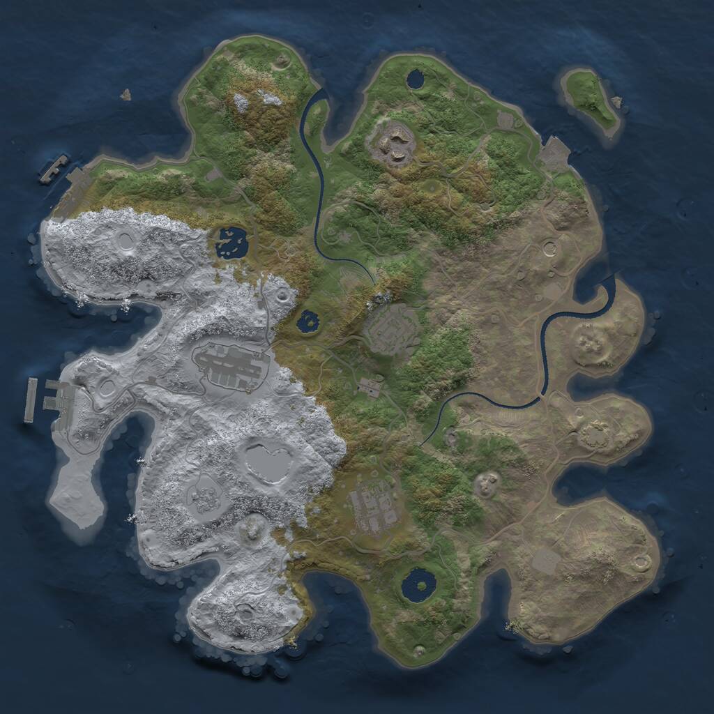 Rust Map: Procedural Map, Size: 3200, Seed: 202458084, 11 Monuments