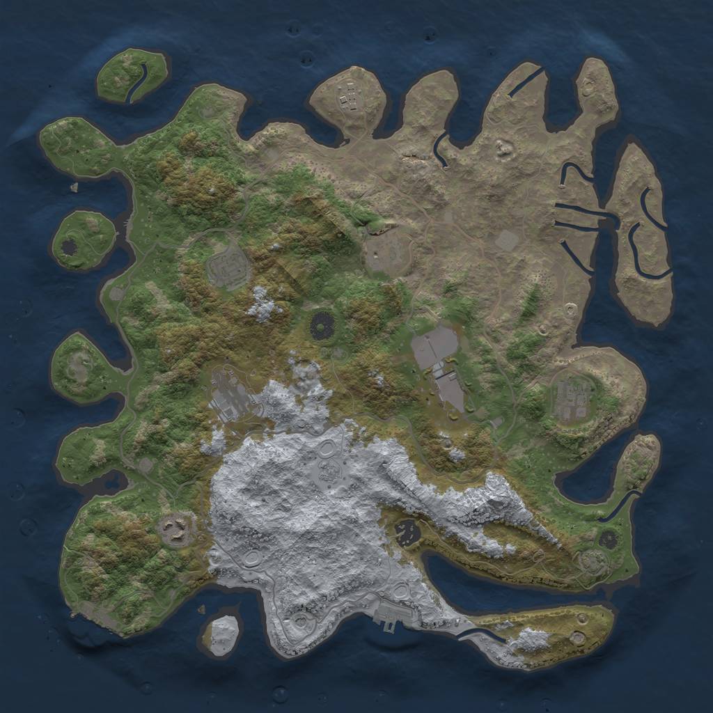 Rust Map: Procedural Map, Size: 4000, Seed: 311631, 16 Monuments