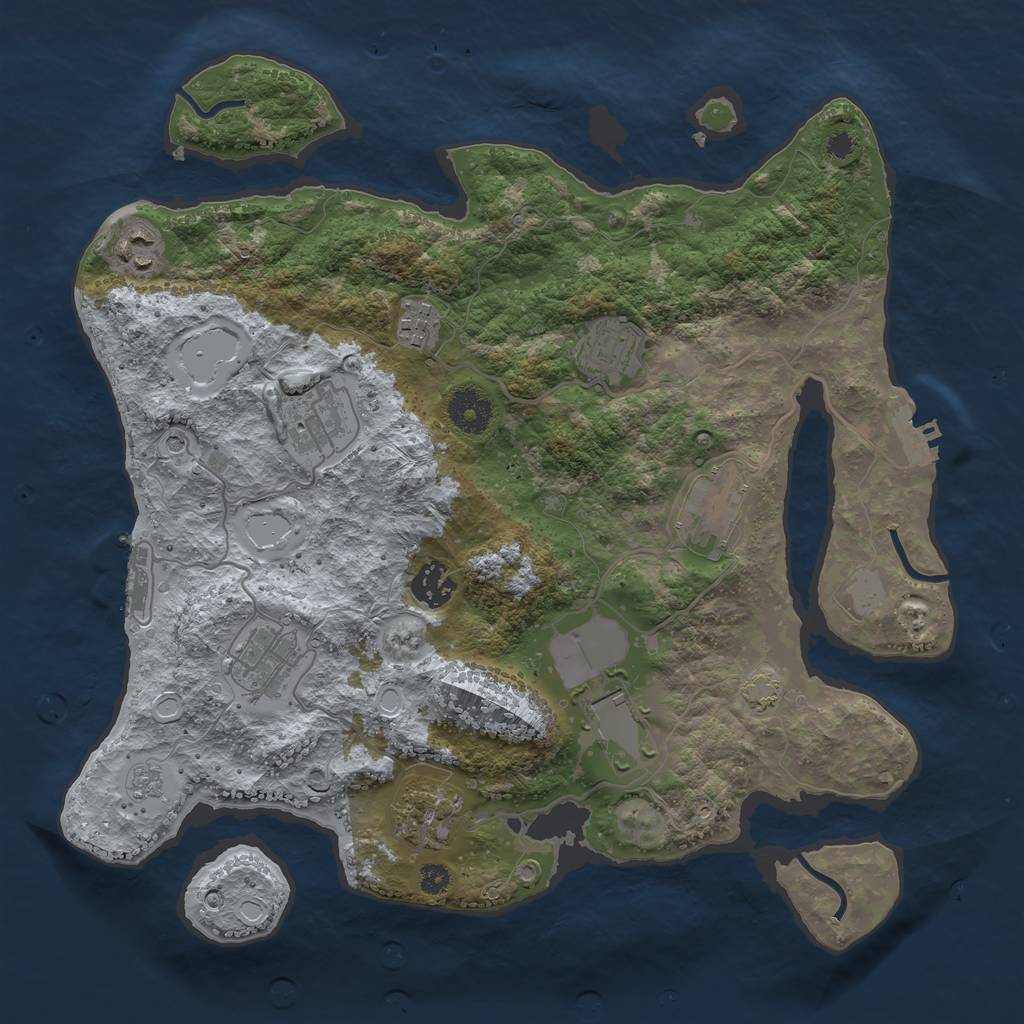 Rust Map: Procedural Map, Size: 3500, Seed: 548399651, 17 Monuments