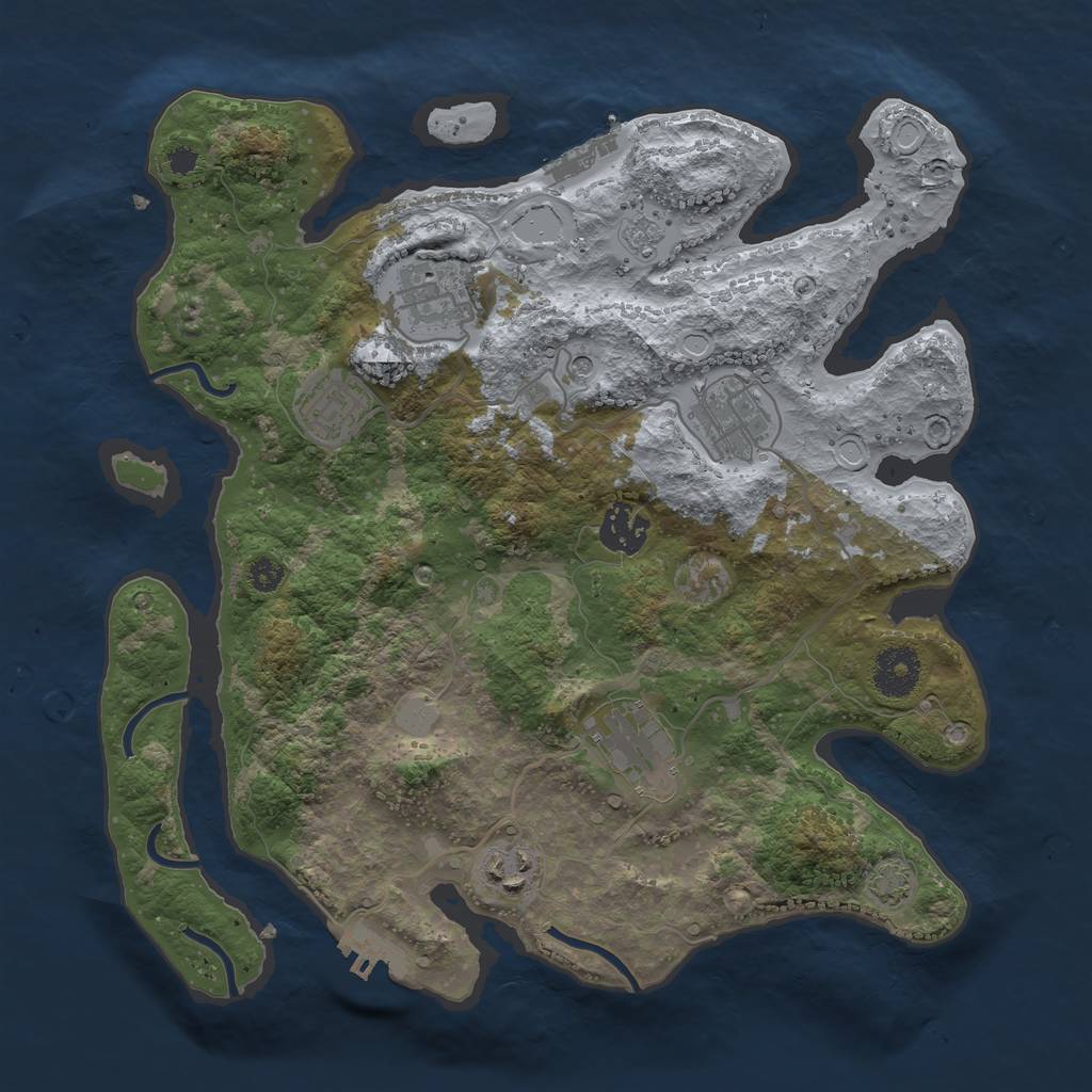 Rust Map: Procedural Map, Size: 3300, Seed: 1984850877, 14 Monuments