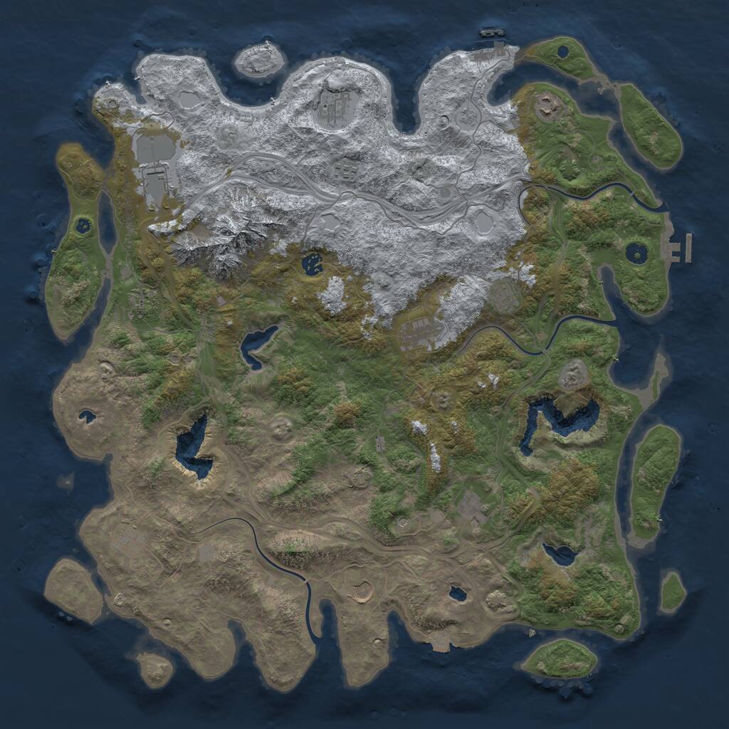 Rust Map: Procedural Map, Size: 5000, Seed: 1887834205, 17 Monuments