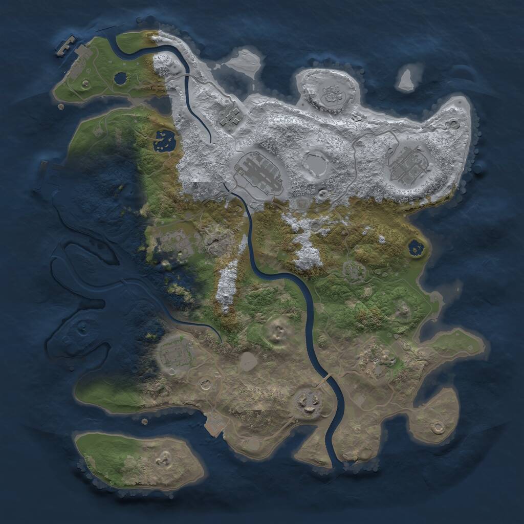 Rust Map: Procedural Map, Size: 3400, Seed: 65980895, 14 Monuments